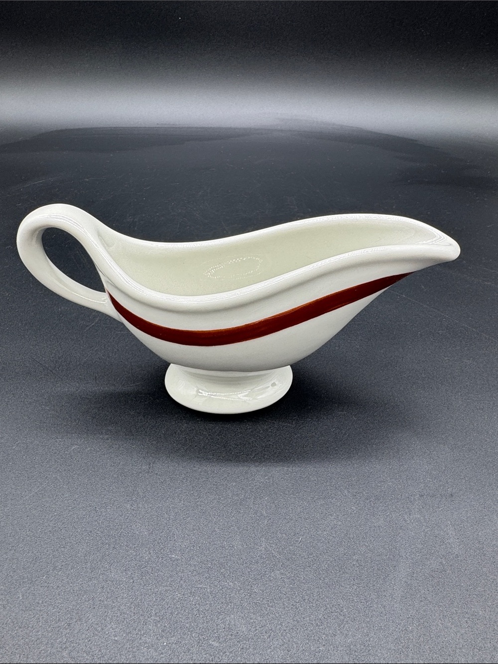 Caribe China Restaurant Ware Ceramic Gravy Boat with Stripe Vintage